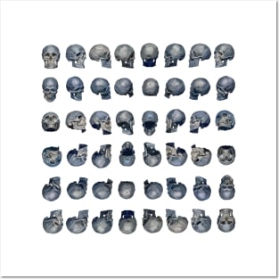 Skull Army Blue (White Background) Posters and Art